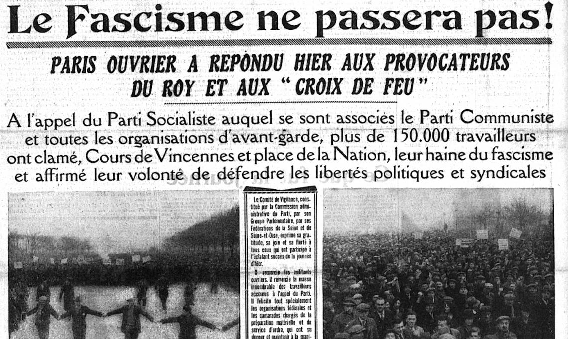 Le Populaire de 13 de fevereiro de 1934. Le Populaire de 13 de fevereiro de 1934.