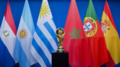 Bandeiras de Argentina, Paraguai e Uruguai e do Reino de Marrocos, Portugal e Estado Espanhol.