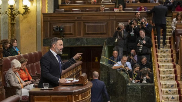 Santiago Abascal, líder do Vox, no Congresso de Deputados.