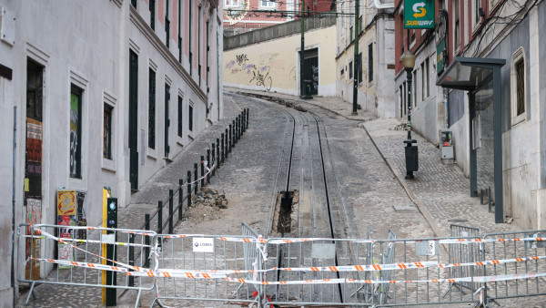 Travessa da Glória em Lisboa depois do acidente com o elevador.