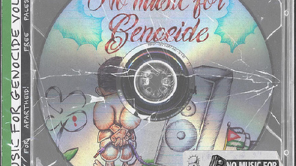 Imagem da campanha No Music for Genocide.