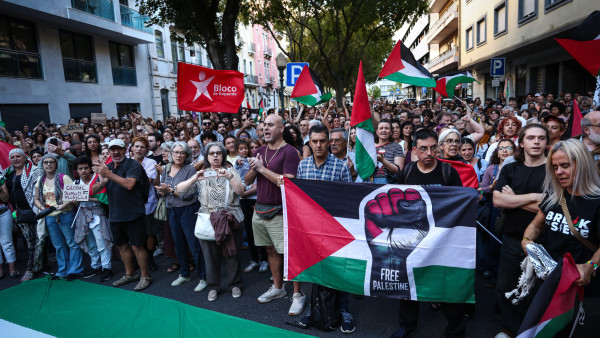 Manifestação de solidariedade com a Flotilha esta quinta-feira em Lisboa.