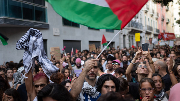 Manifestação de solidariedade com a Flotilha esta quinta-feira em Lisboa.