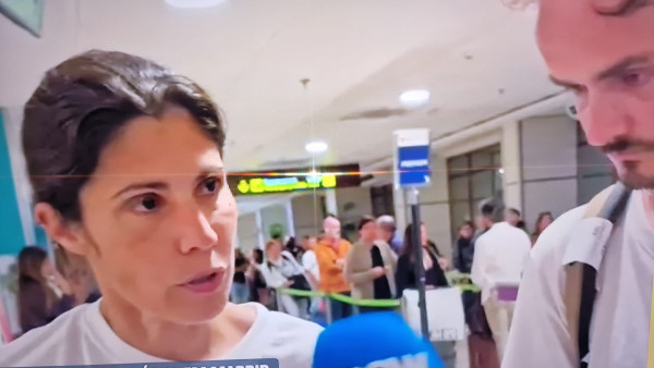 Mariana Mortágua e Miguel Duarte em Madrid.