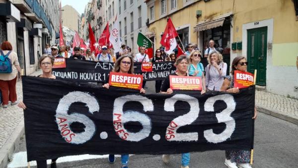 Professores em protesto. Foto da Fenprof.