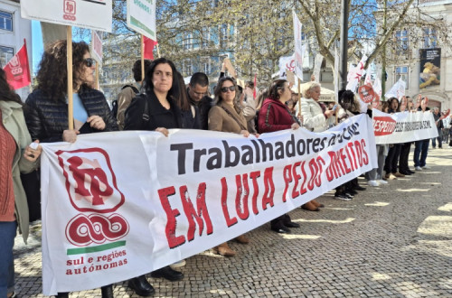 Concentração de trabalhadores da SCML