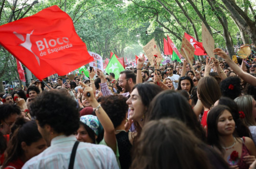Bandeiras do Bloco em manifestação