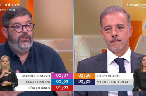 Sérgio Aires e Pedro Duarte no debate na SIC