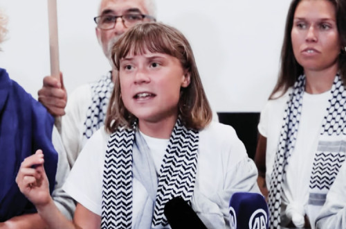 Greta Thumberg na chegada à Grécia