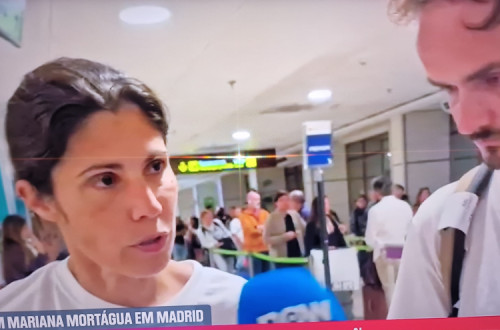Mariana Mortágua e Miguel Duarte em Madrid.