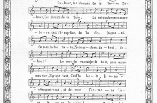 Primeira publicação da letra e música da Internacional. Imagem: wikimedia commons.